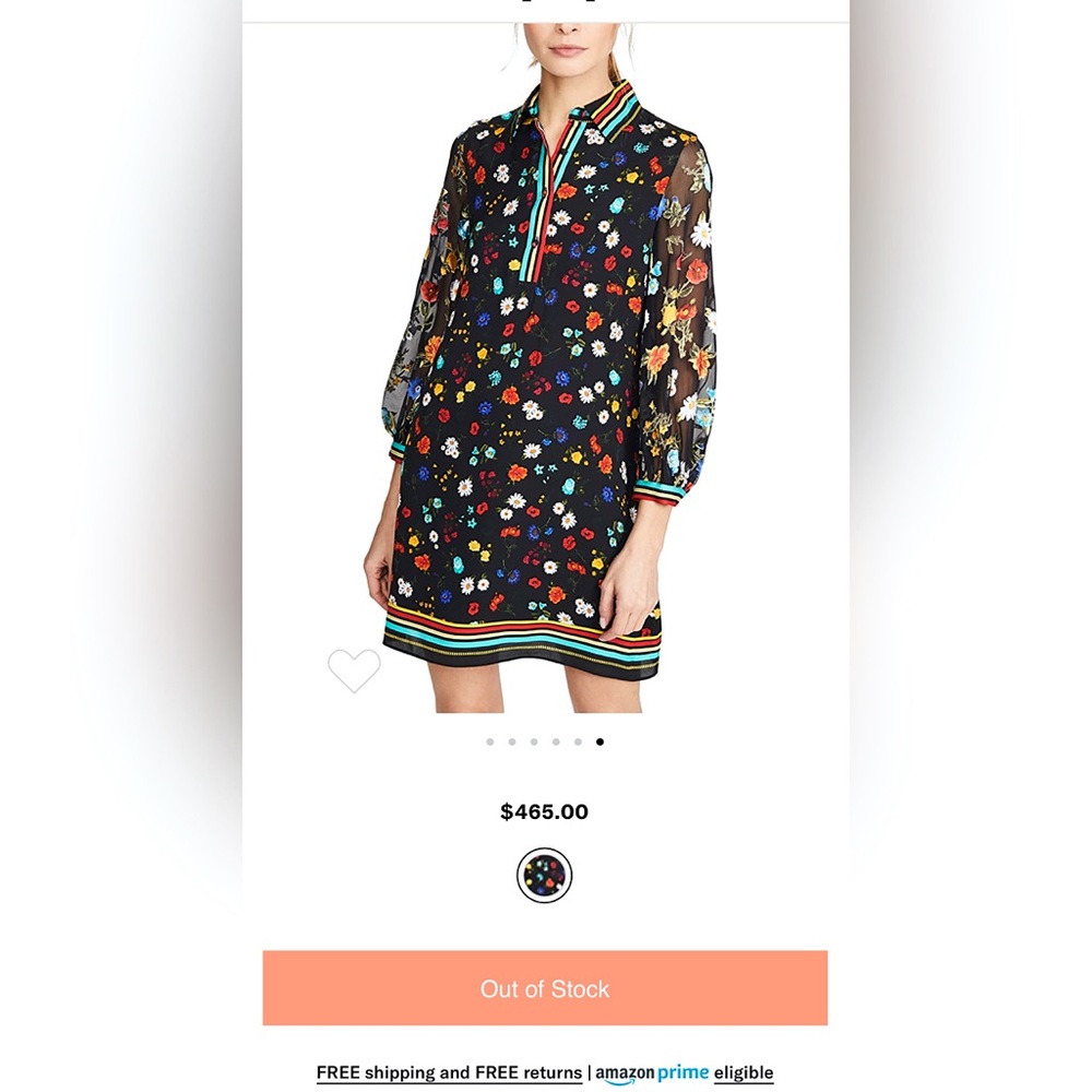 Alice + Olivia Lalita Floral Collared Mini Shirt Dress - Picture 15 of 16